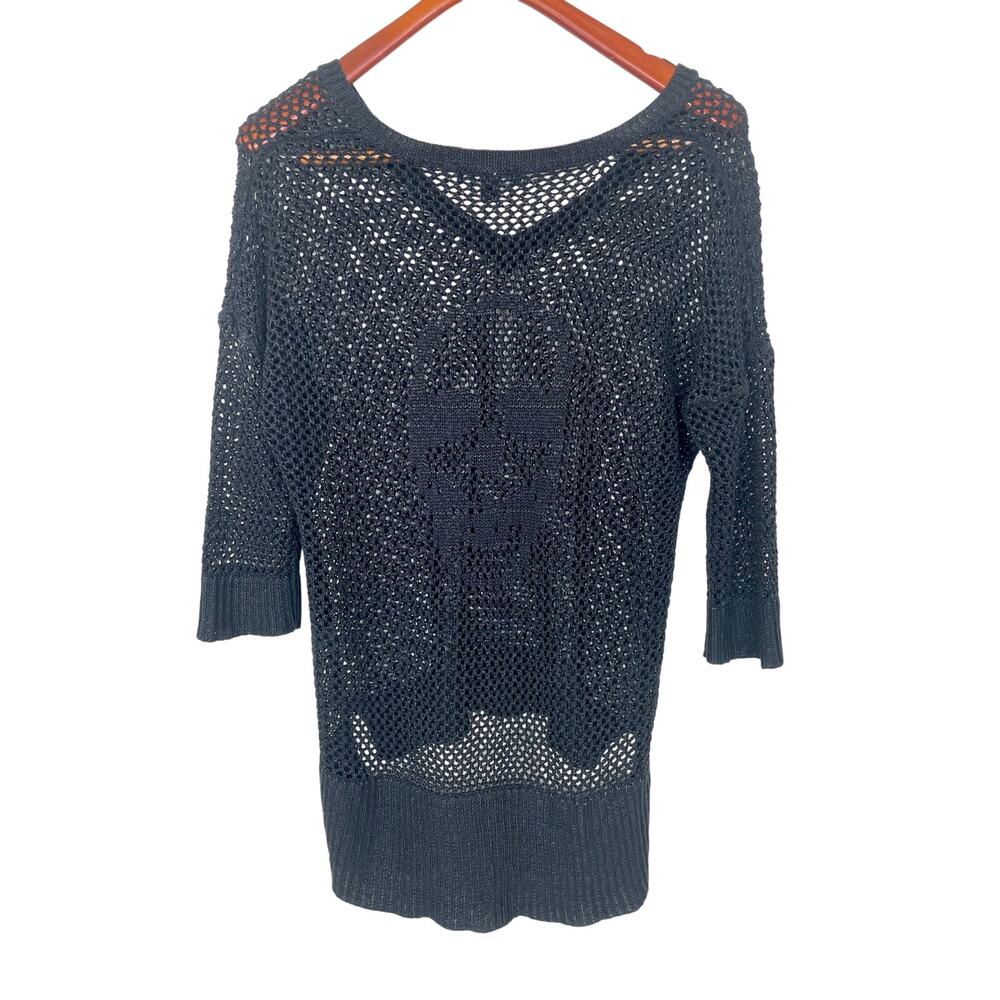 Vintage Y2K Womens Top Sz M Crochet Open Knit Whimsigoth Festival Fairy Goth
